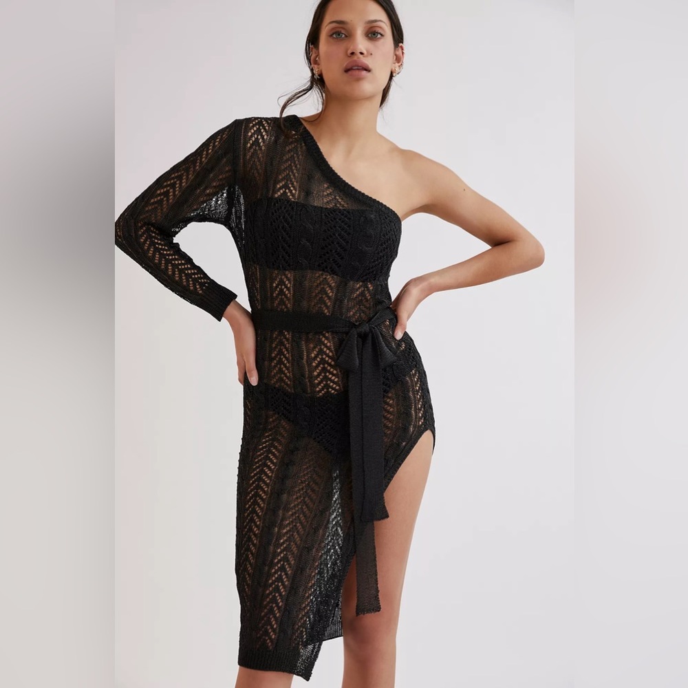 Anthropologie One-Shoulder Knit Shimmer Cover-Up